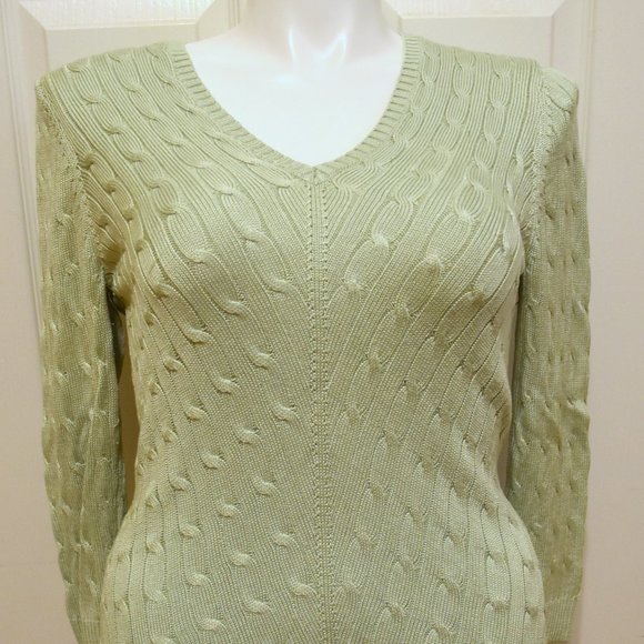 Ralph Lauren Light Green silk V-Neck Sweater - Picture 1 of 11